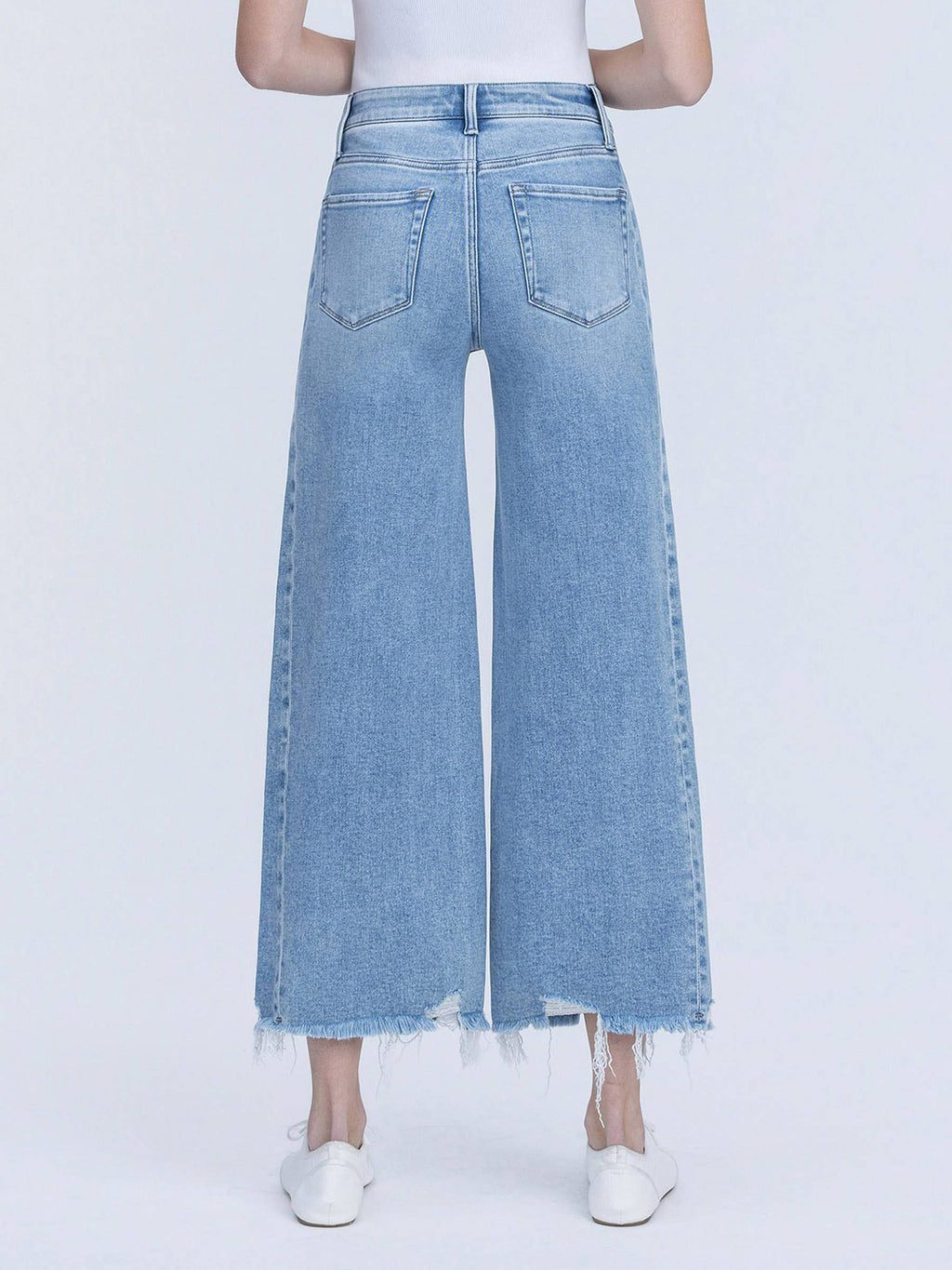 HIGH RISE MEDIUM LIGHT SIDE PANEL CROP WIDE JEANS