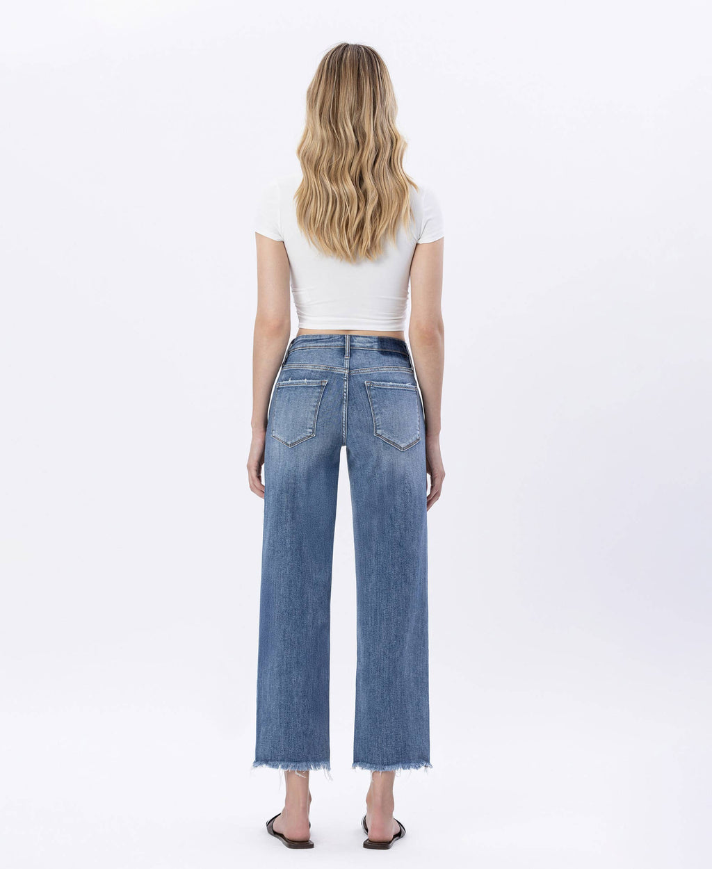 HIGH RISE SLIM WIDE JEANS