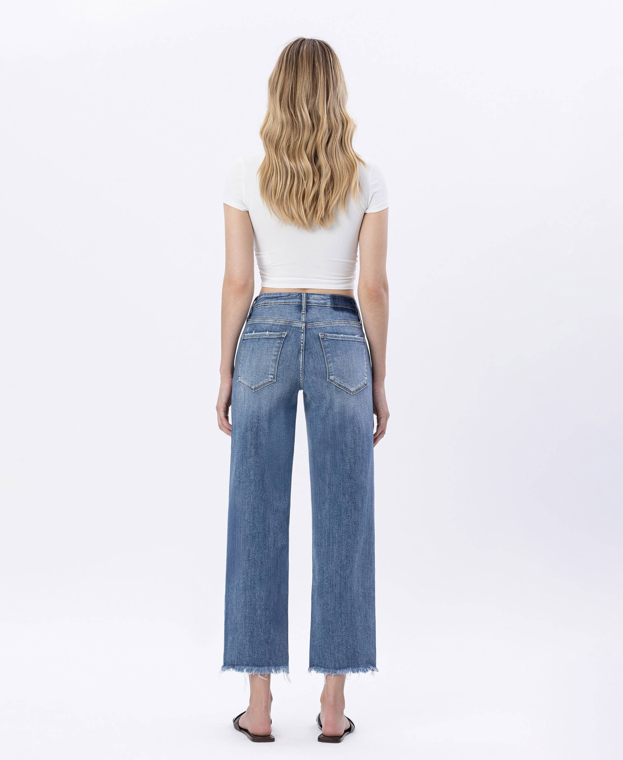 HIGH RISE SLIM WIDE JEANS