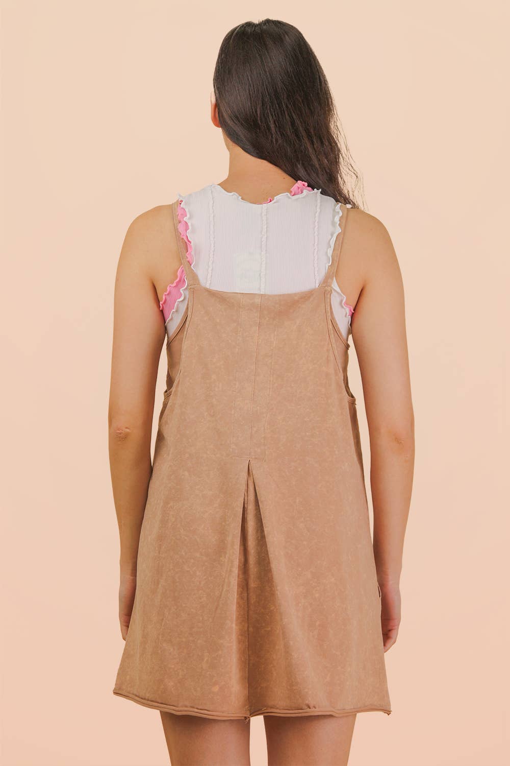 Mineral Washed Knit Mini Dress with Shorts Inside : HOT PINK