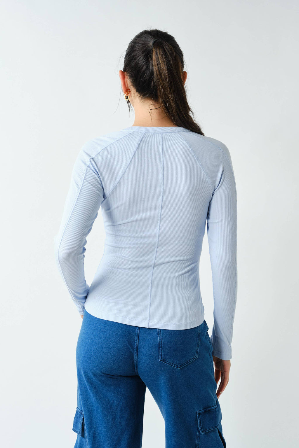 Essential Long-Sleeved Micro-Ribbed Henley Top: YELLOW GLOW