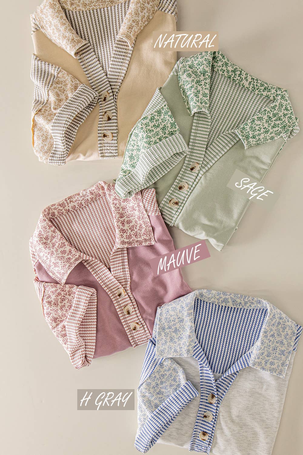 Oversized Half Button Down Collared Knit Top: SAGE