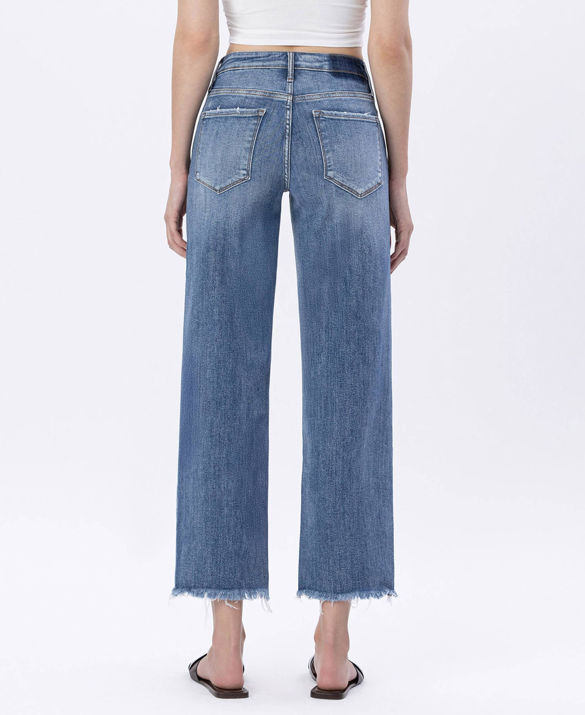 HIGH RISE SLIM WIDE JEANS