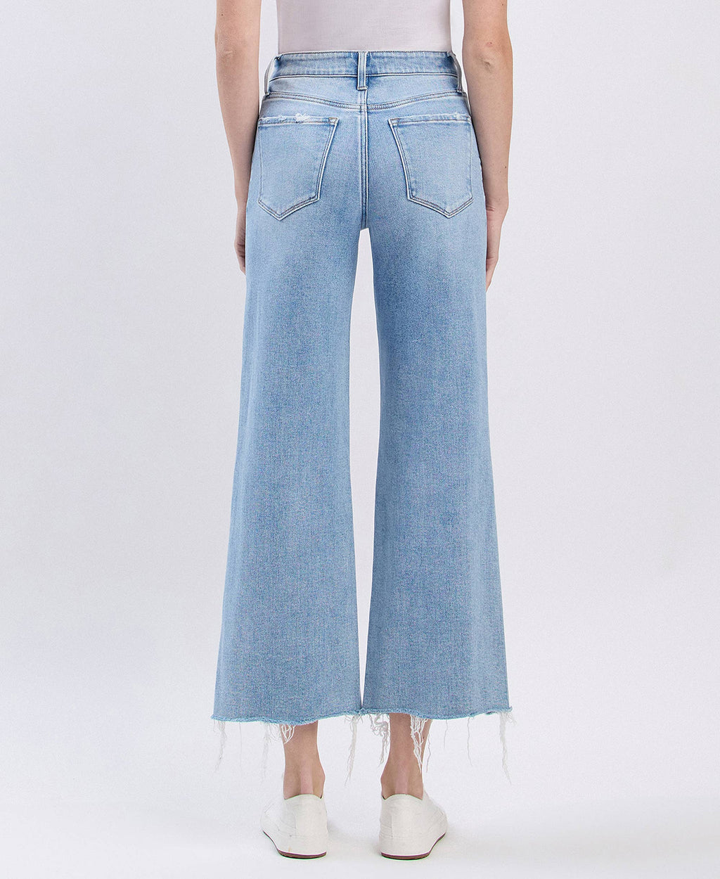 HIGH RISE DISTRESSED CROP WIDE JEANS