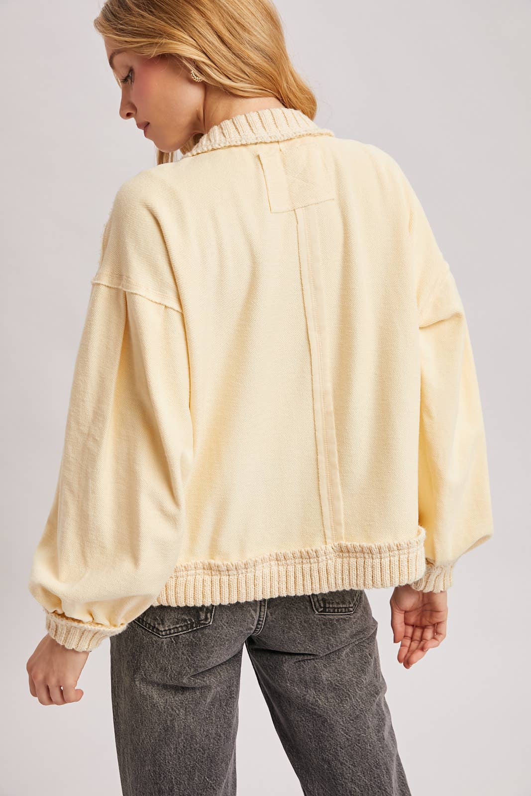 BUTTON DOWN RIBBED KNIT TRIM CARDIGAN