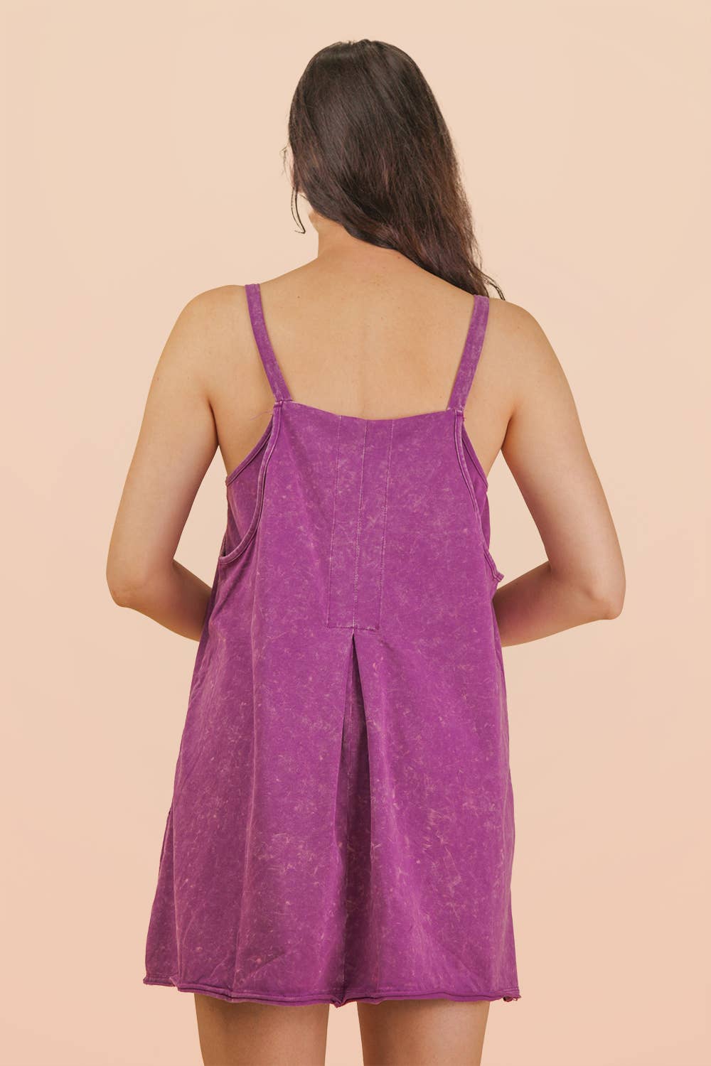 Mineral Washed Knit Mini Dress with Shorts Inside : HOT PINK